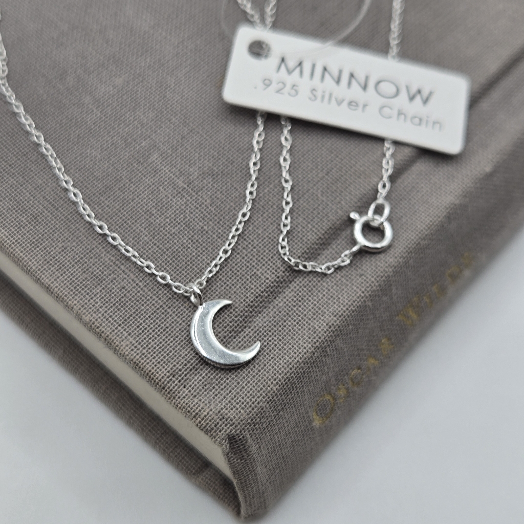 Silver Dainty Crescent Moon Celestial Charm Necklace Boutique Minimalist Brand